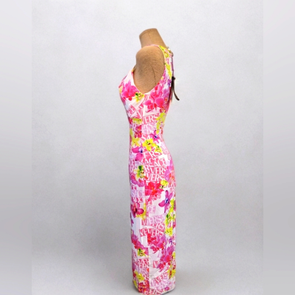 Authentic Brand New W/Tags- Versace Pink and Green Orchid Midi Dress